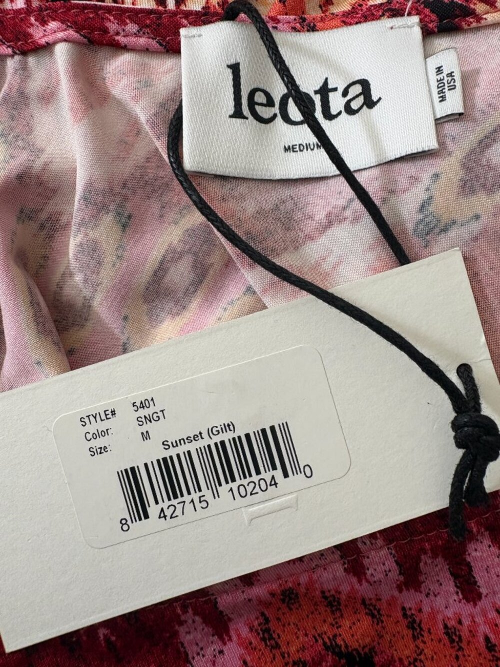 Leota Sunset Gilt Geometric Reversible Neck Dress Medium NWT Made USA - Picture 4 of 5